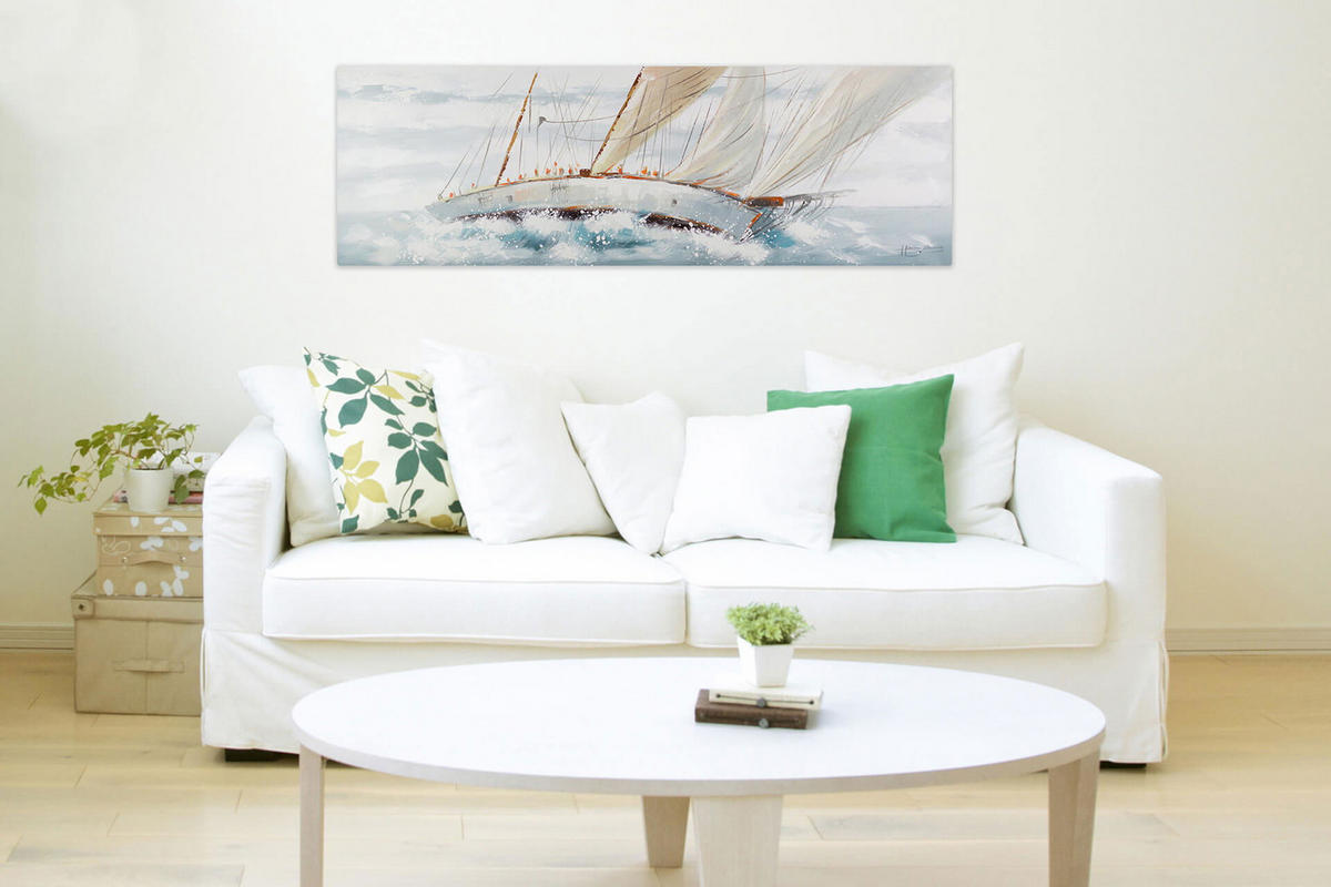 ÖLGEMÄLDE 150/50 cm - Weiß, Holz/Textil (2/50cm) - KUNSTLOFT