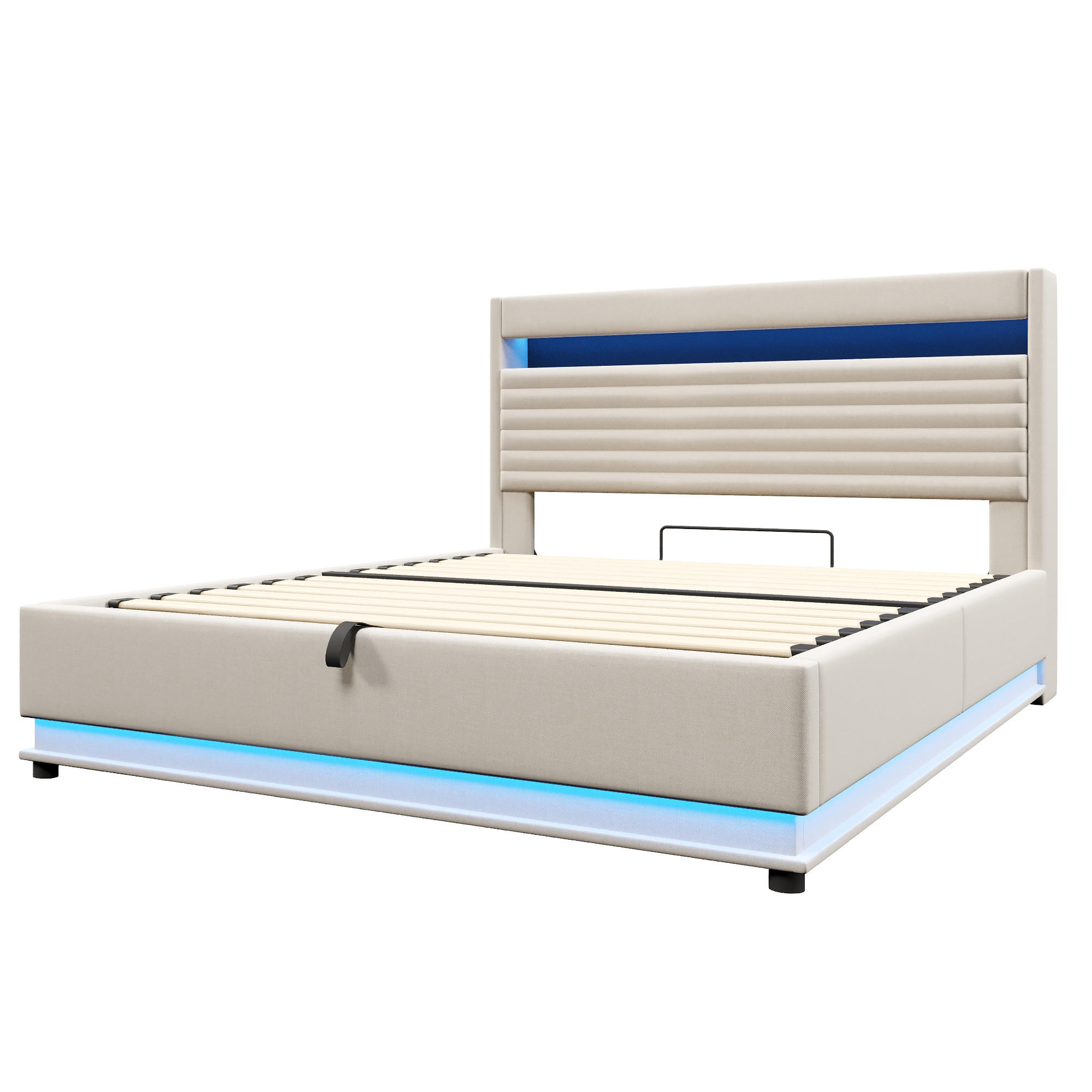 POLSTERBETT mit LED und USB Beige 180x200 cm Textil - Beige, Textil (180/200cm) - SONNENH