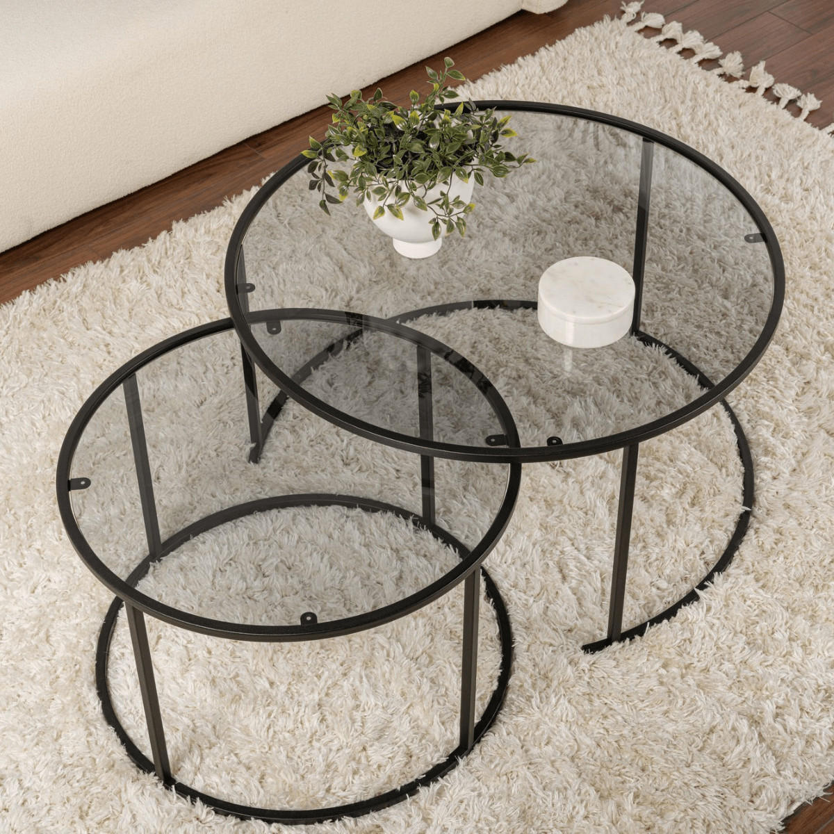 COUCHTISCHE mit Glasplatte 80/80/43 cm - Grau, Metall (80/80/43cm) - Calicosy