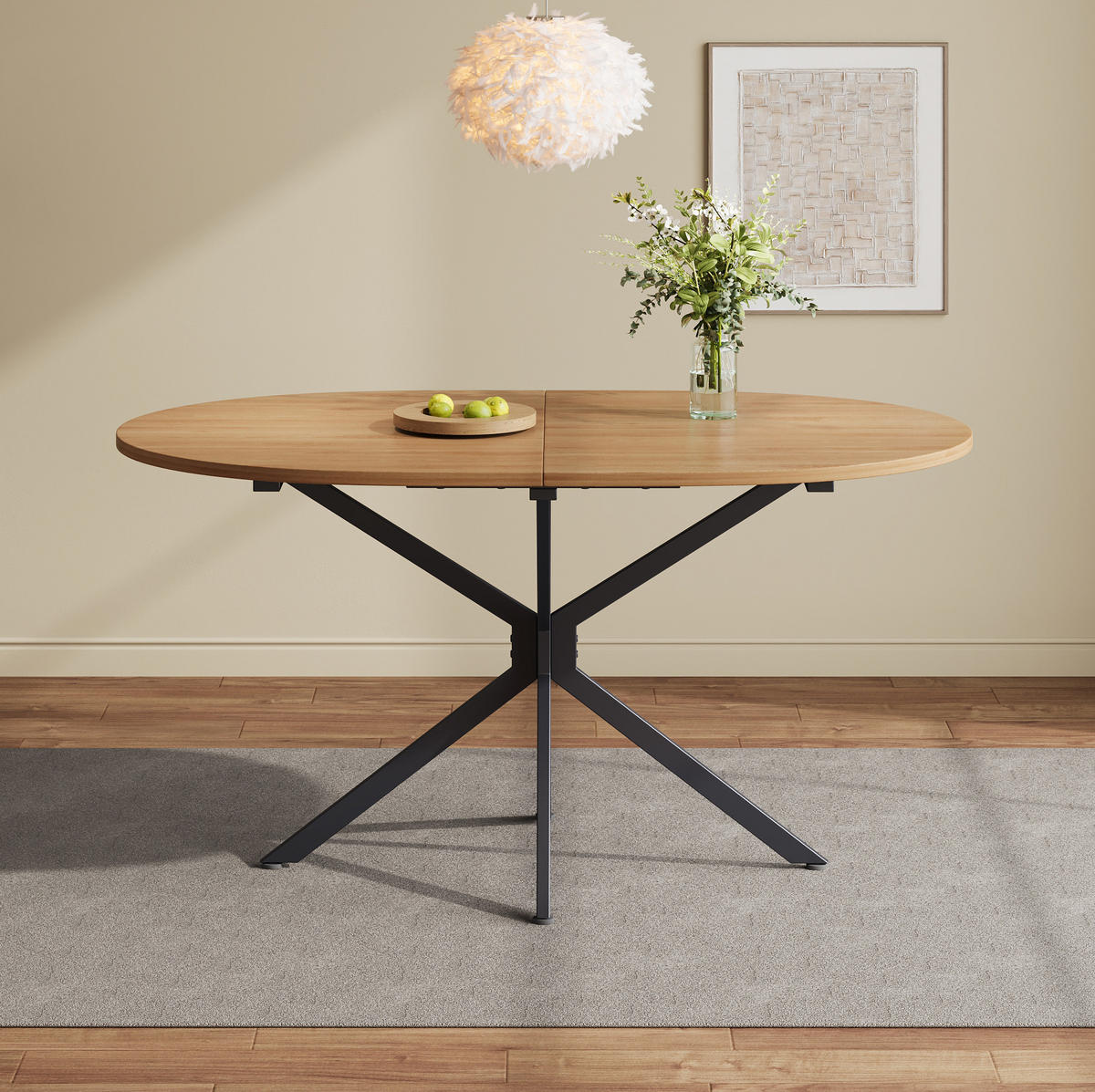 ESSTISCH 120/80/75,5 cm in Natur mit Kreuzbeinen für 4–6 Personen - Naturfarben, Holzwerkstoff (80/120/75.5cm) - BEAOK