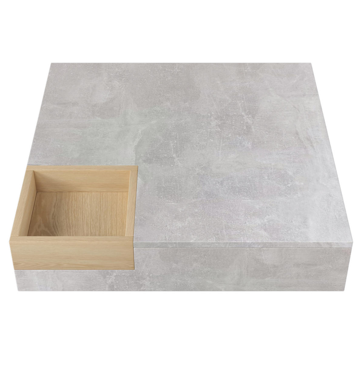 COUCHTISCH 72/72/30 cm in Betongrau mit herausnehmbarer Aufbewahrungsbox - Grau, Holzwerkstoff (72/72/30cm) - Flora Grace