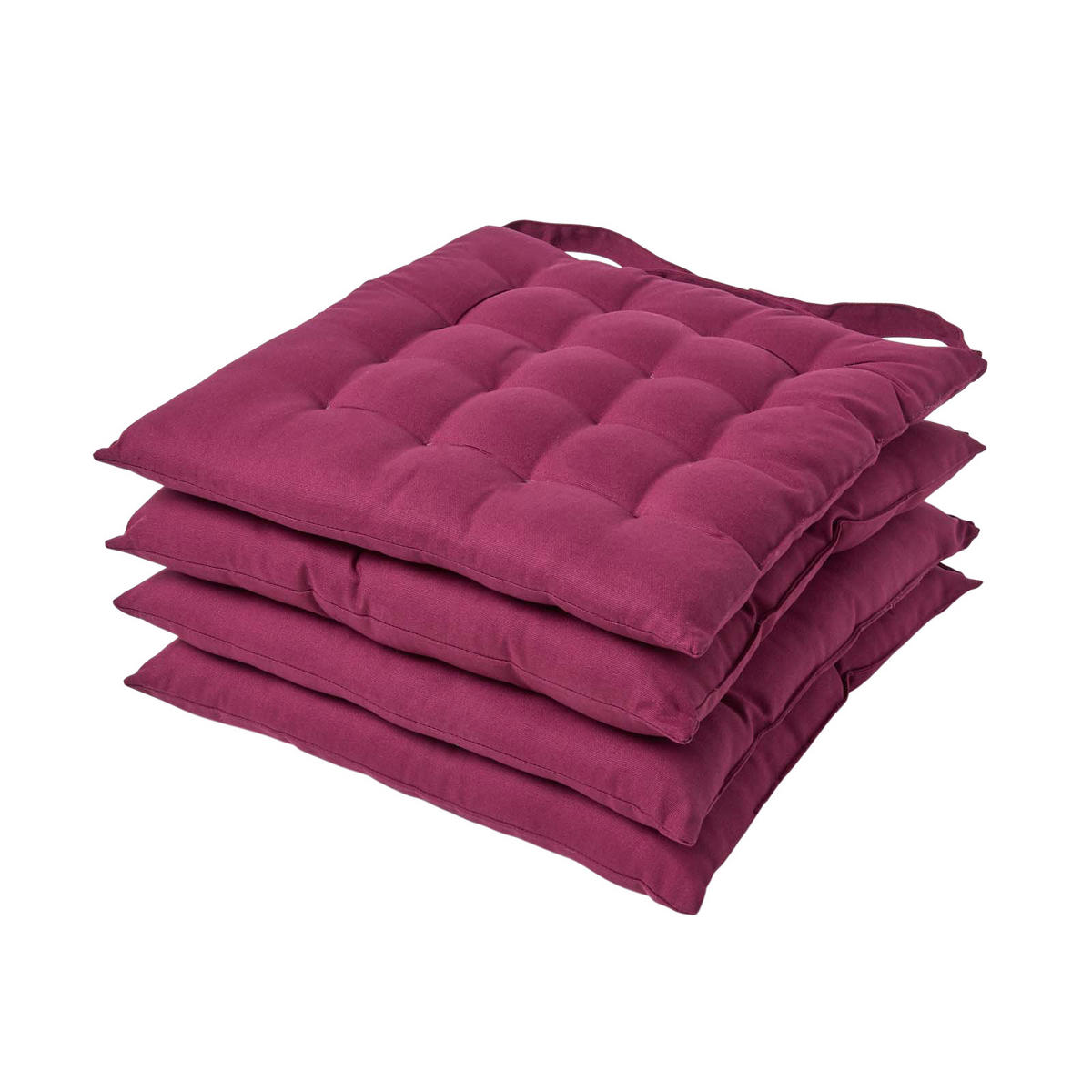 STUHLKISSEN 4er-Set weinrot 40/40/6,5 cm - Weinrot, Textil (40/40/6.5cm) - Homescapes