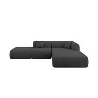 ECKSOFA Ottomane Rechts OVLY-L 289x176x71 Dunkelgrau Samt - Dunkelgrau/Anthrazit, Holzwerkstoff/Kunststoff (289/176cm) - ALTDECOR