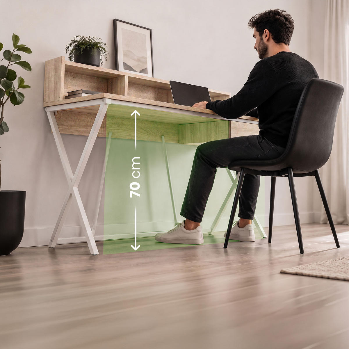 SCHREIBTISCH FLEXO 100 cm Eiche Sonoma - Weiß/Sonoma Eiche, Holzwerkstoff (50/100/89.5cm) - Akord