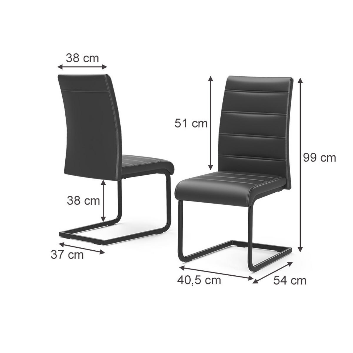 FREISCHWINGER Salvo, Schwarz/Schwarz, 4er Set - Schwarz, Textil (43/99/55cm) - Vicco