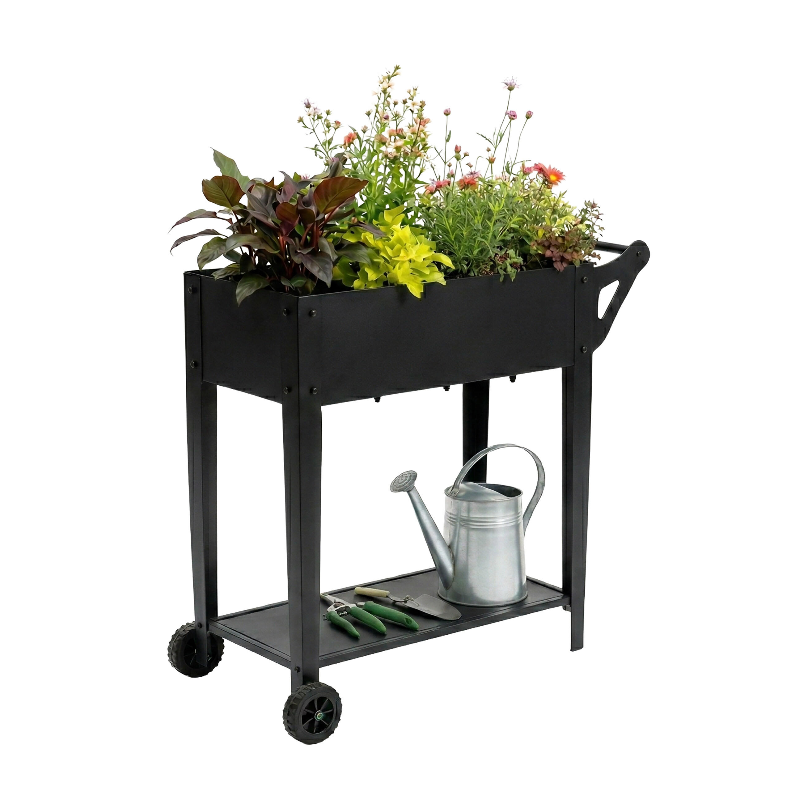 HOCHBEET - Schwarz, Kunststoff/Metall (85/80/50cm) - Relaxdays