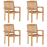 STAPELSESSEL, 60/57,5/90 cm, aus Massivholz Teak, 4er-Set - Braun, Holz (57.5/90/60cm) - vidaXL