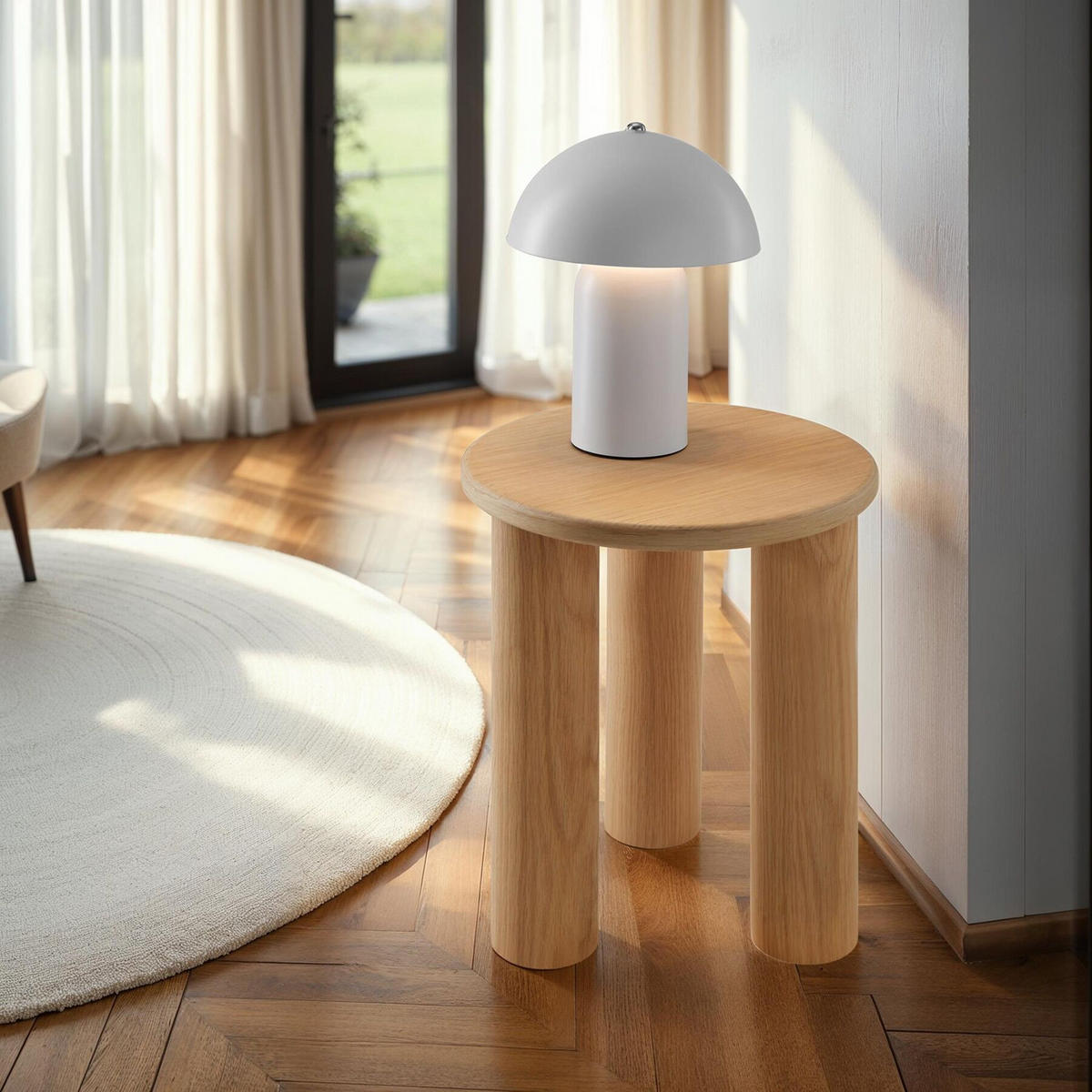 BEISTELLTISCH Sisi,bodenschonende Filzgleiter,Eiche hell - Eichefarben, Holz (40/40/45.5cm) - tectake