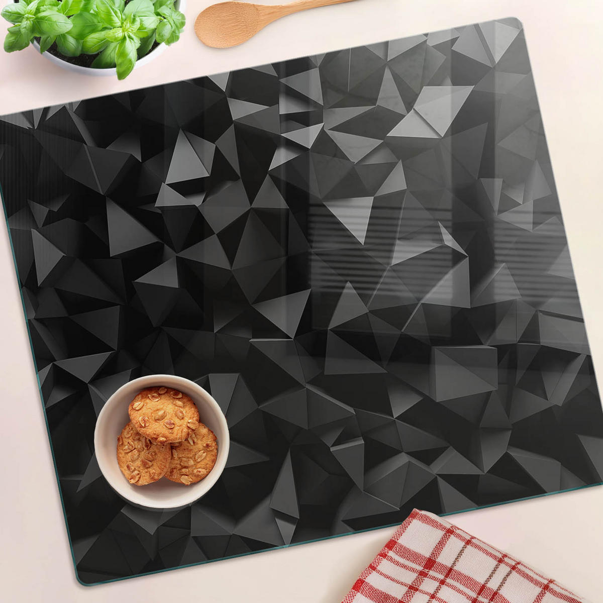 GLASPLATTE 60x52 cm 3D - Schwarz, Glas (60/0.4/52cm) - TULUP