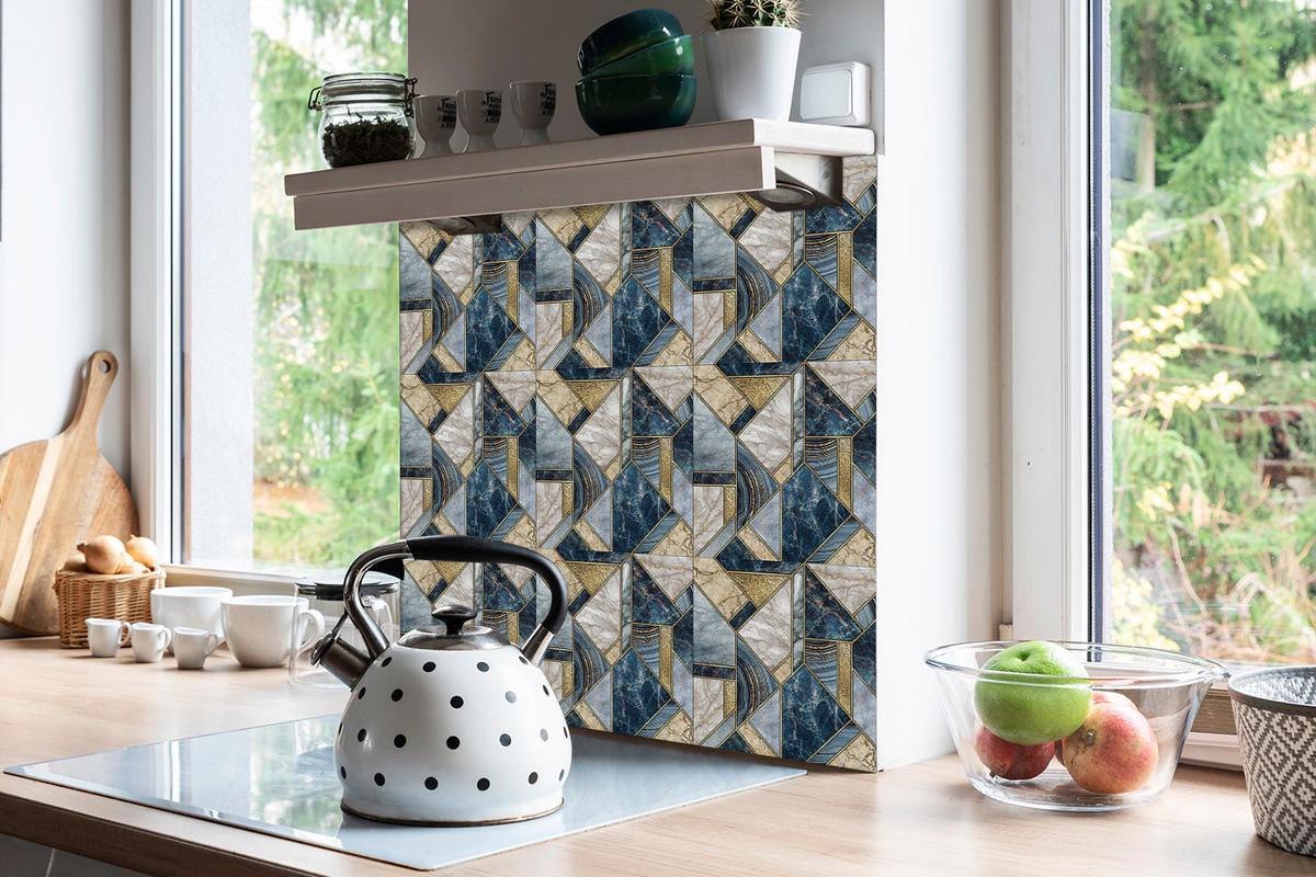 FLIESENAUFKLEBER 9 Stück 30x30 cm selbstklebend Geometrieabstraktion - Multicolor, Textil (30/1.6/30cm) - TULUP
