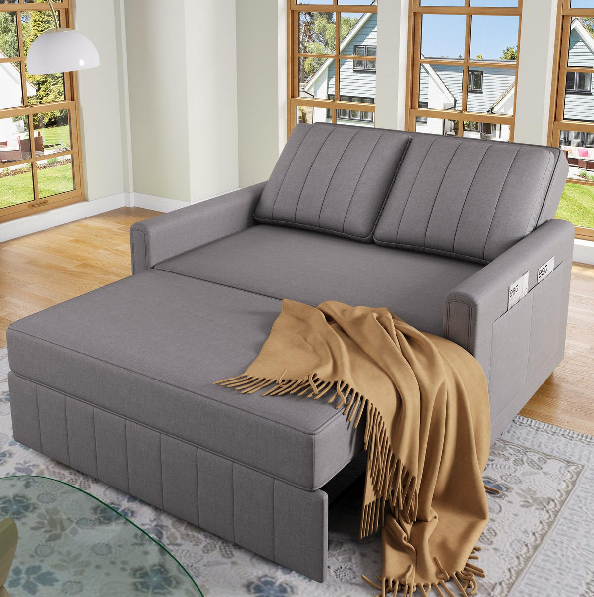 KLAPPSOFABETT mit Schlaffunktion und 3-fach Rückenlehne Antikgrau 127/75/94 cm - Grau, Textil (75/94/127cm) - Redom