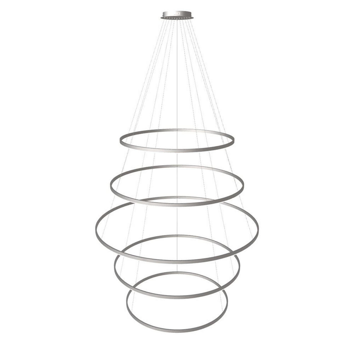LED-HÄNGELAMPE 5er Ring Aluminium Ø 100 | 120 | 150 | 120 | 100cm - Alufarben, Metall (1.3/150/3.3cm) - s.luce