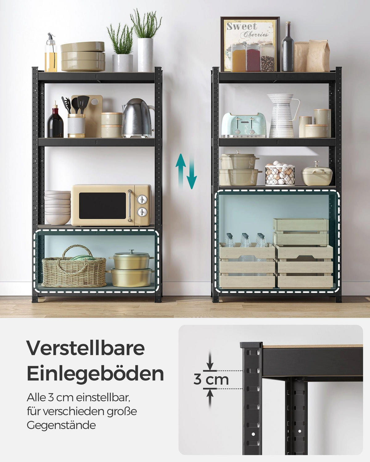 SCHWERLASTREGAL BISSAU - Schwarz, Holzwerkstoff (80/160/40cm) - Hansiro