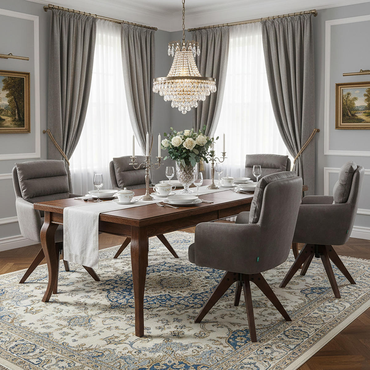 ARMLEHNSTUHL Mika-Juna 2er-Set - Taupe/Nussbaumfarben, Eichenholz/Holz (59/94/66cm) - DUBI Möbel