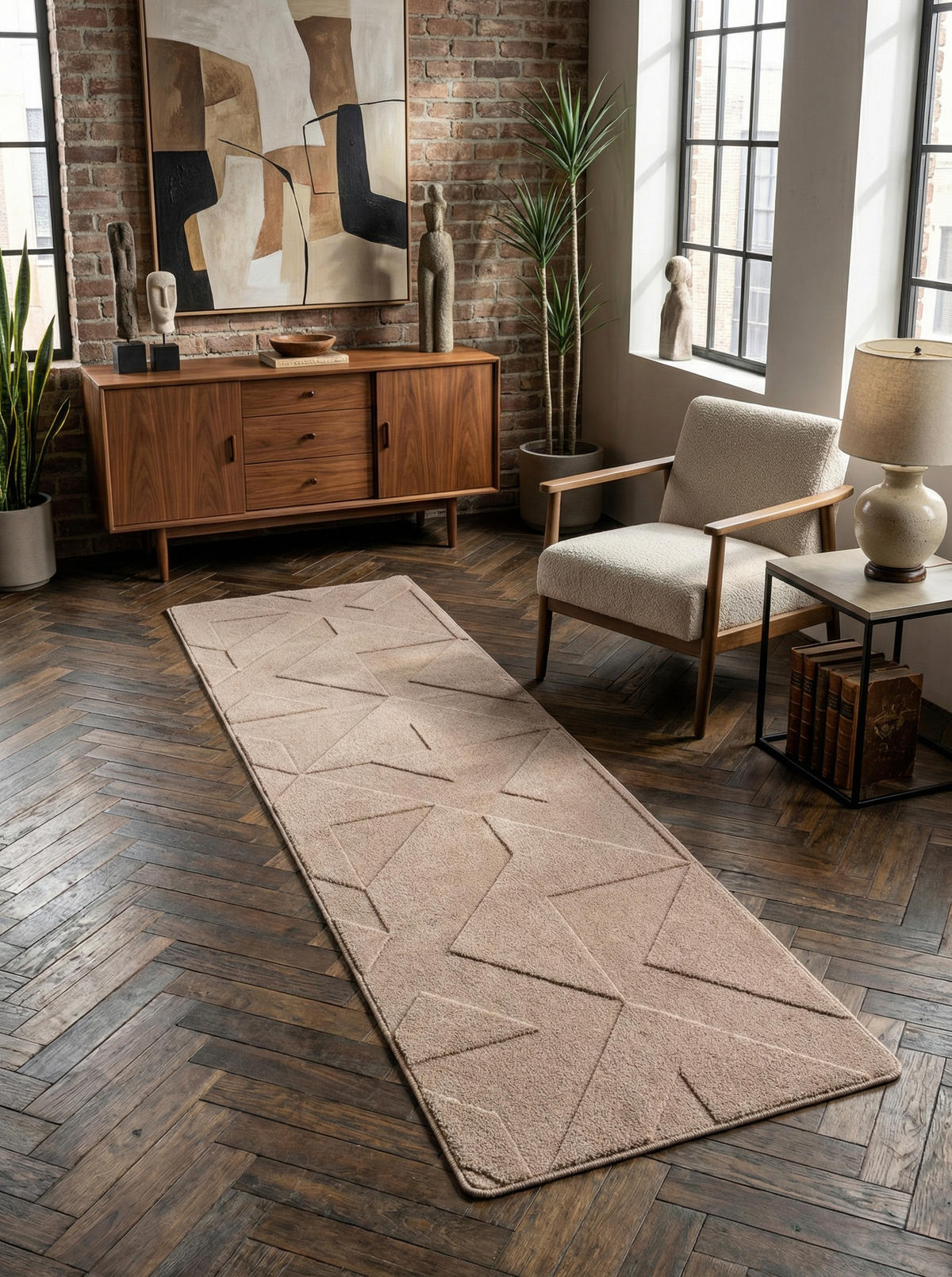 TEPPICH Wohnzimmer Geometrisch Pflegeleicht Waschbar OEKO-TEX Beige 80x150 cm Gekettelt – LAVAREDO - Beige, Textil (80/150cm) - KADIMA DESIGN