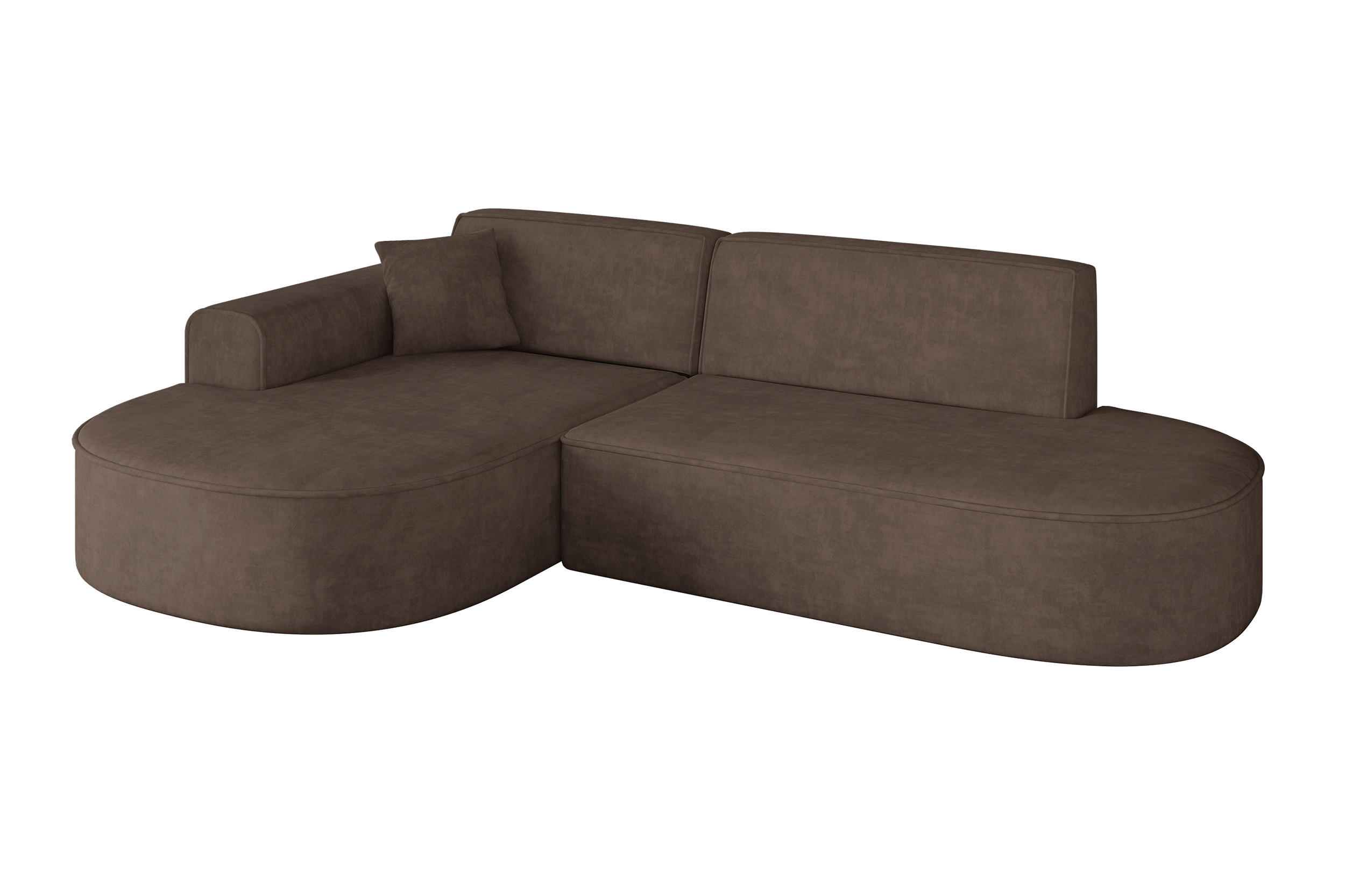 ALTDECOR ROHOVÁ SEDACÍ SOUPRAVA s otomanem vlevo MARI-L1 – 243 x 171 x 79 cm, hnědý velur