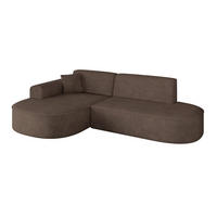 ROHOVÁ SEDACIA OTOMAN s taburetom vľavo MARI-L1 – 243 x 171 x 79 cm, hnedý velúr - hnedá/čierna, kompozitné drevo/textil (243/171cm) - ALTDECOR