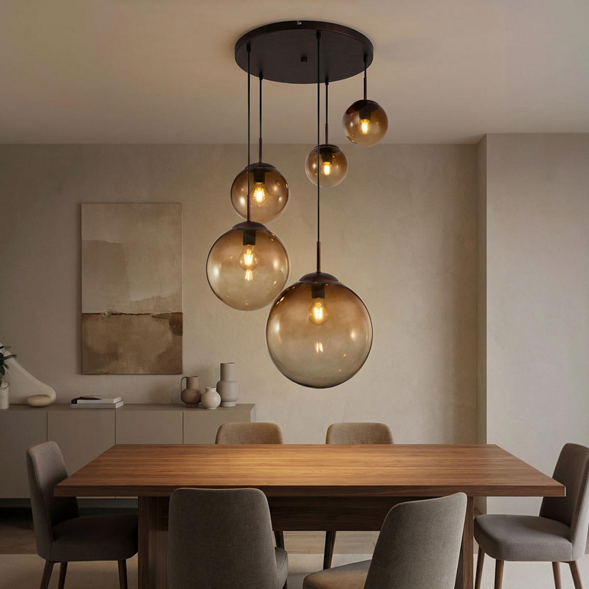 LED HÄNGELAMPE Varus Orange Glas - Orange, Glas (65/65/150cm) - Globo Lighting