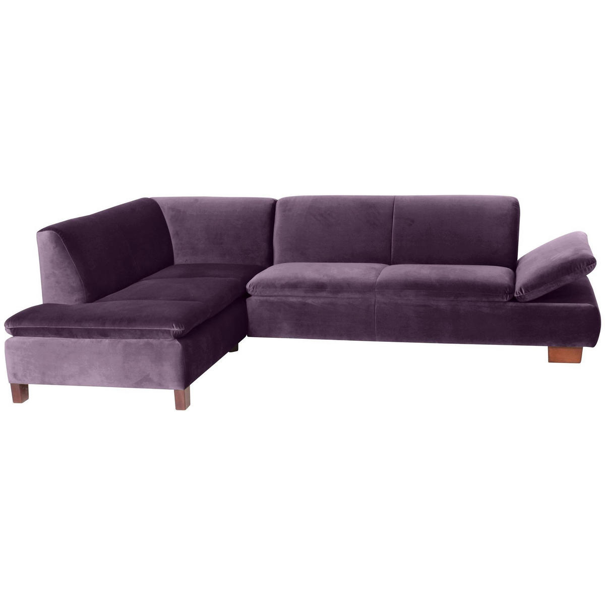 ECKSOFA mit Ottomane links Kaye Bezug Samtvelours Buche nussbaum dunkel / purple - Lila, Kunststoff (190/270cm) - 58aufmkessel