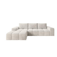 ECKSOFA Cento, L-Form, Ottomane Links, Cordstoff, 285x56x180 cm, Beige - Beige, Holz (180/285cm) - PROMETO Möbel