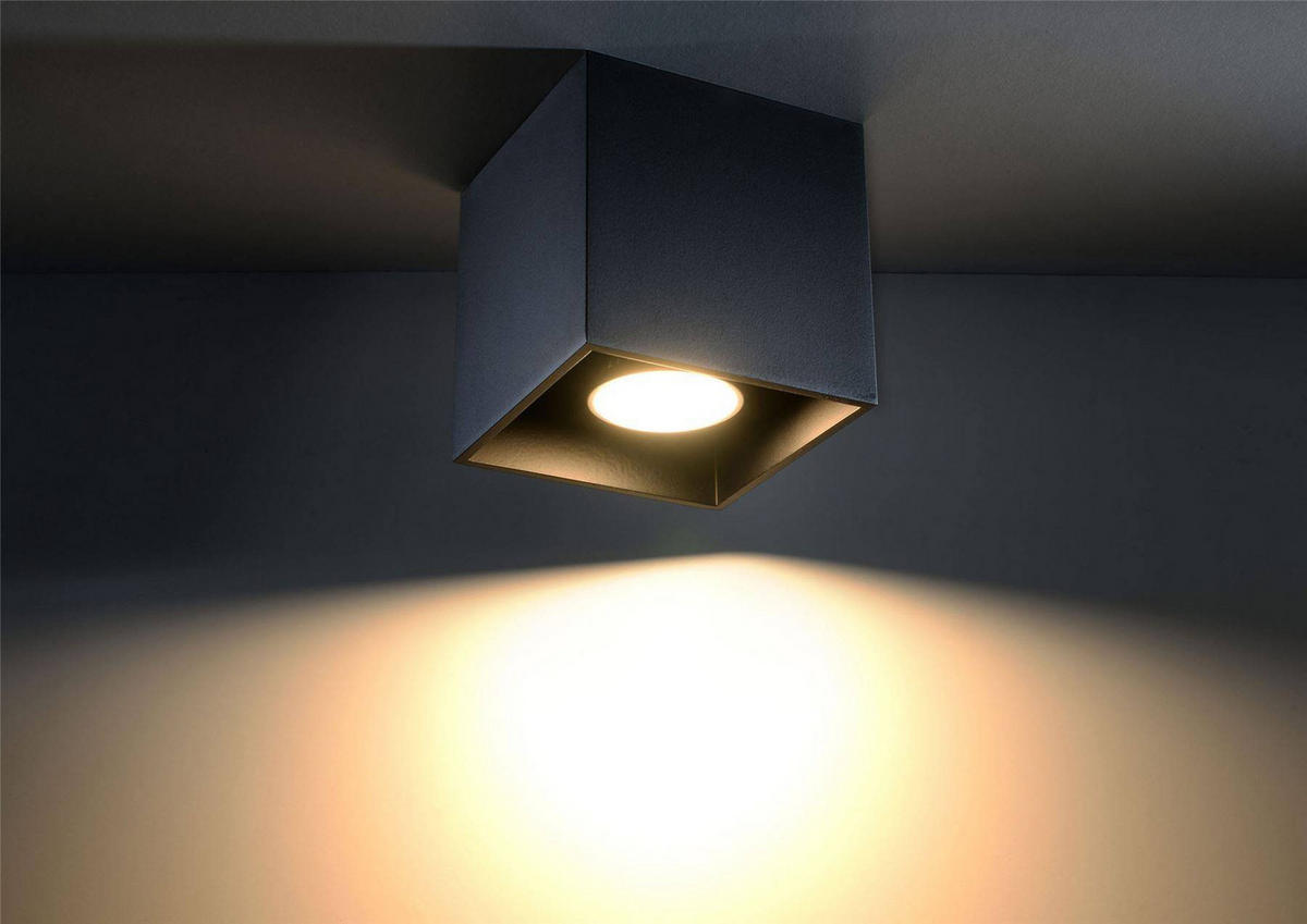 DECKENLEUCHTE Aluminium Schwarz - Schwarz, Metall (10/10/10cm) - Sollux Lighting