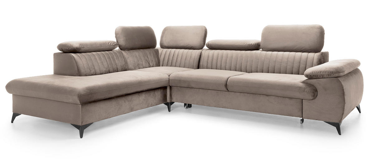 ECKSOFA 275 cm mit verstellbaren Kopfstützen Xanto L, Links, Hellbraun - Hellbraun, Holz (275/221cm) - Emporius