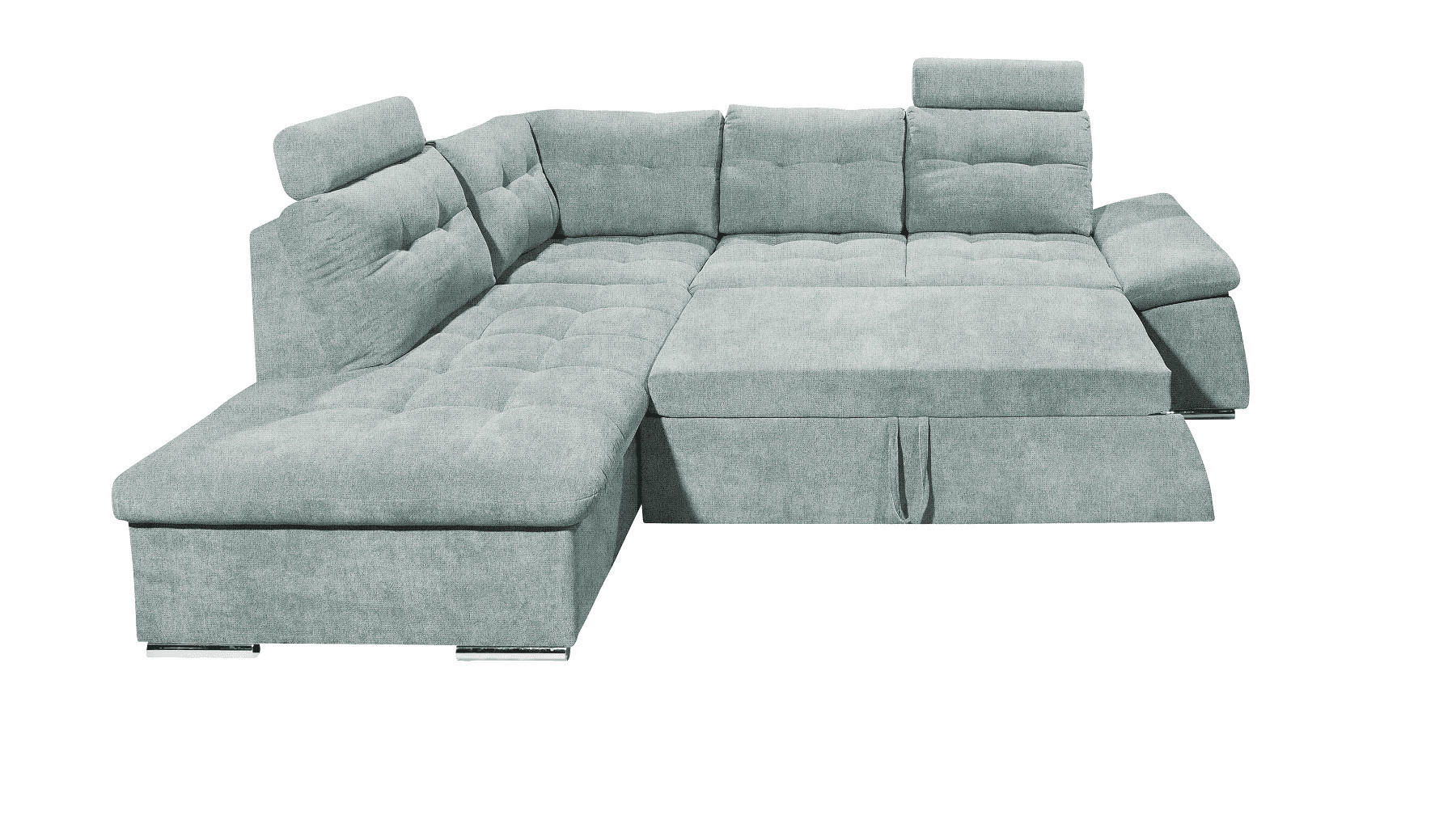 ECKSOFA mit Schlaffunktion, verstellbare Armlehne und Kopfstützen - Chromfarben/Blau, Textil (260/219cm) - ed exciting design