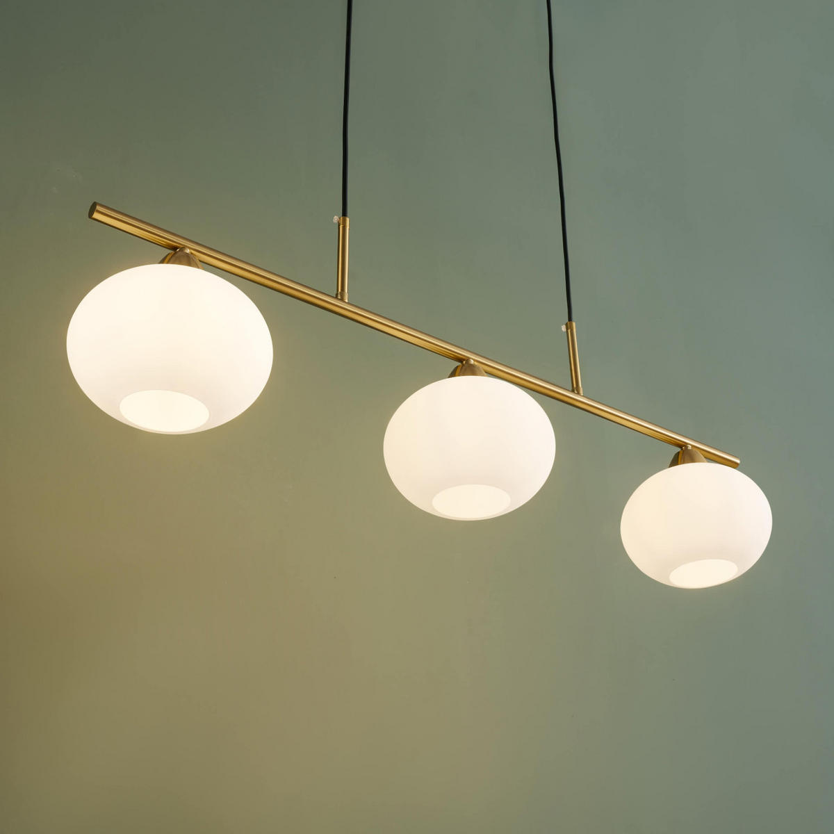 HÄNGELEUCHTE Alcyone, Messing und Weiß, 85cm - Messingfarben, Glas (85/18/19cm) - KOSILUM
