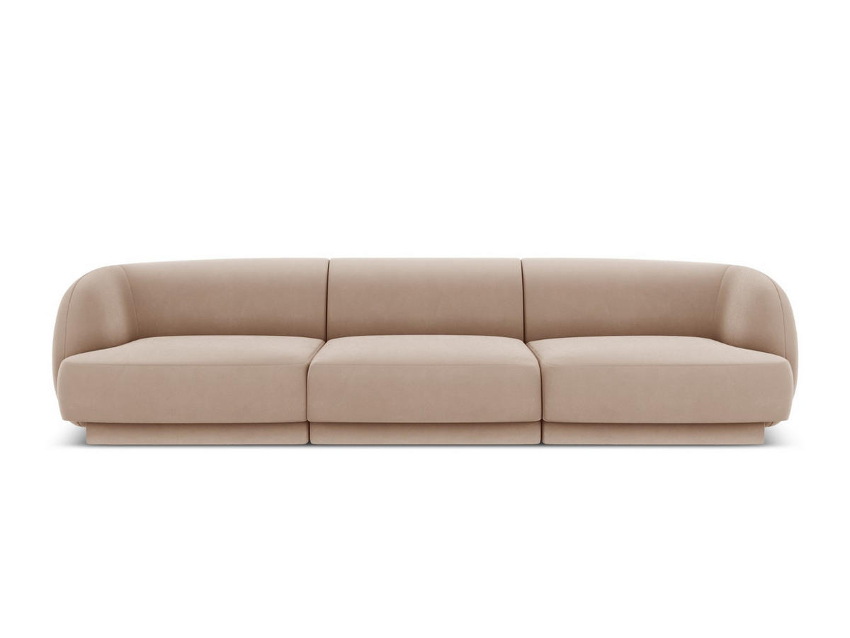 SOFA Miley aus Samt cappuccino 3 Sitzplätze - Cappuccino, Textil (90/70/255cm) - Micadoni