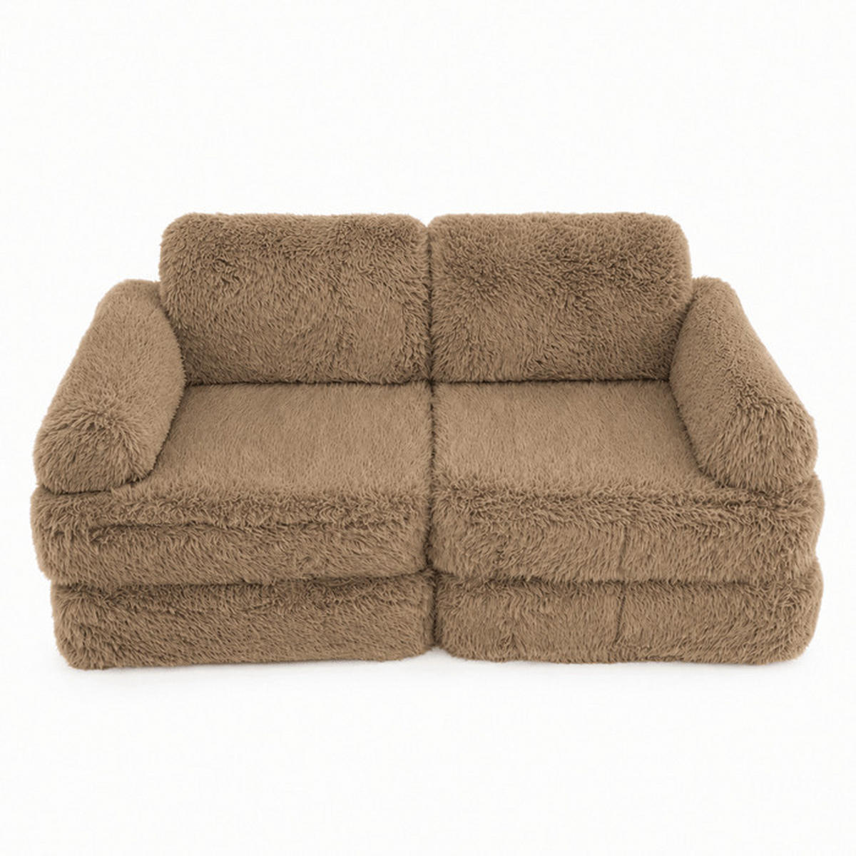 KINDERSOFA Mammoth 6-teilig flauschig - Braun, Textil (120/25/60cm) - MeowBaby