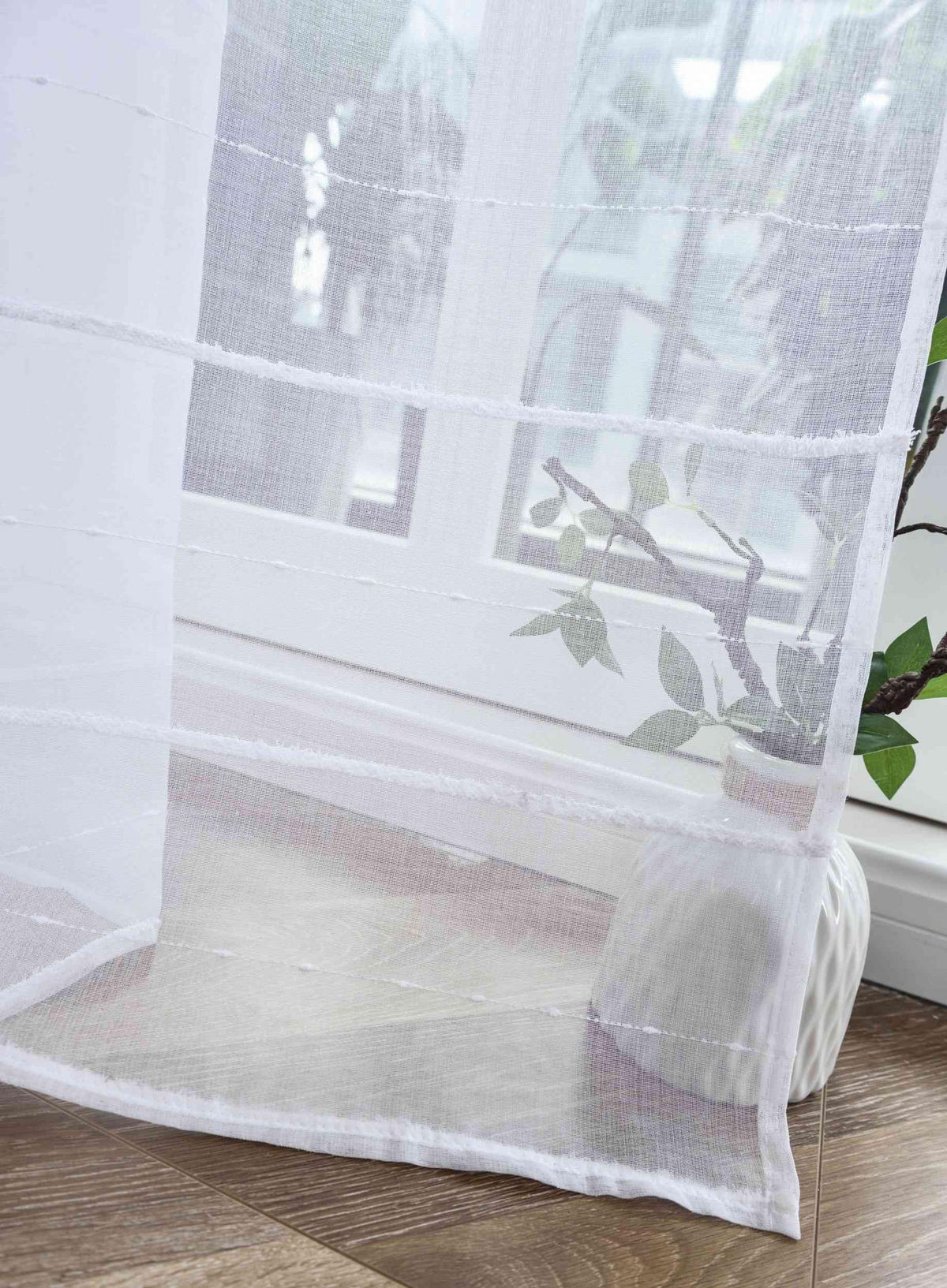 GARDINE LEINEN HxB 245x145 cm Natur Classic - Weiß, Textil (145/245cm) - Gardinenbox