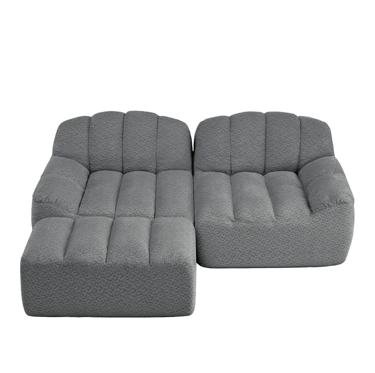 ECKSOFA 210/165/79 cm grau aus Granular Fleece ohne Montage - Grau, Textil (165/210cm) - OKWISH