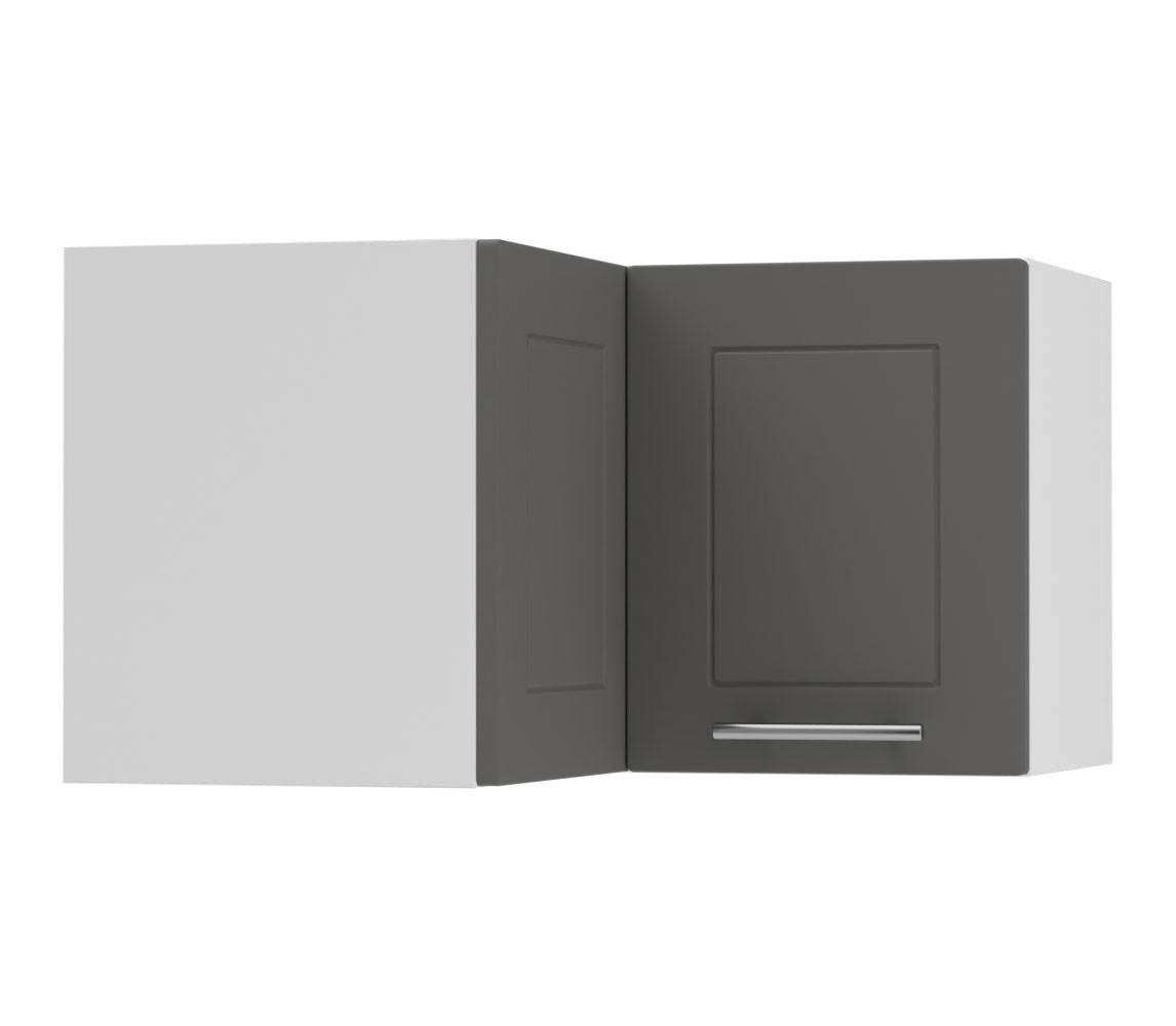 ECKHÄNGESCHRANK Kvantum W12/60/36 Graphit Matt / Weiß Matt 60 / 60 / 36cm - Graphitfarben/Weiß, Holz/Holzwerkstoff (60/36/60cm) - Feldmann-Wohnen