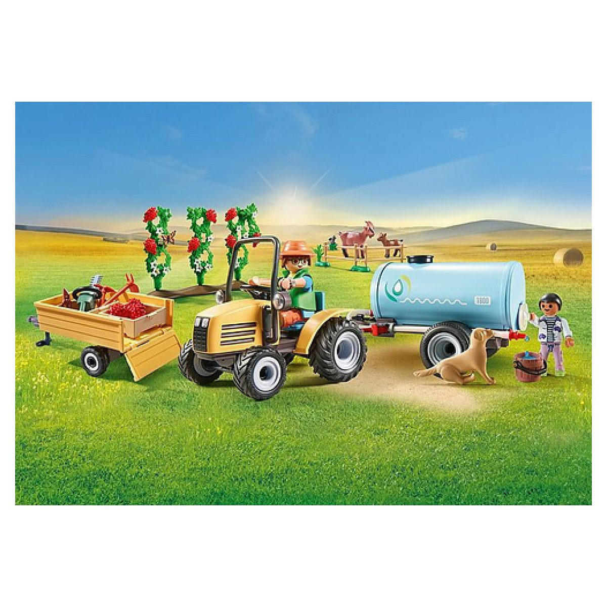 SPIELSET Bauer mit Traktor und Panzer - Blau, Kunststoff (9/19/35cm) - Playmobil