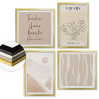 WANDBILDER 4er Set - 50x50 cm & 40x60 cm Goldrahmen - Abstrakte Formen und Farben - Goldfarben, Kunststoff (50/50cm) - ArtPrintCave