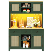 BUFFET LED Rattan Schubladen Verstellbare Böden - Grün, Holzwerkstoff (120/180/40cm) - FLIEKS