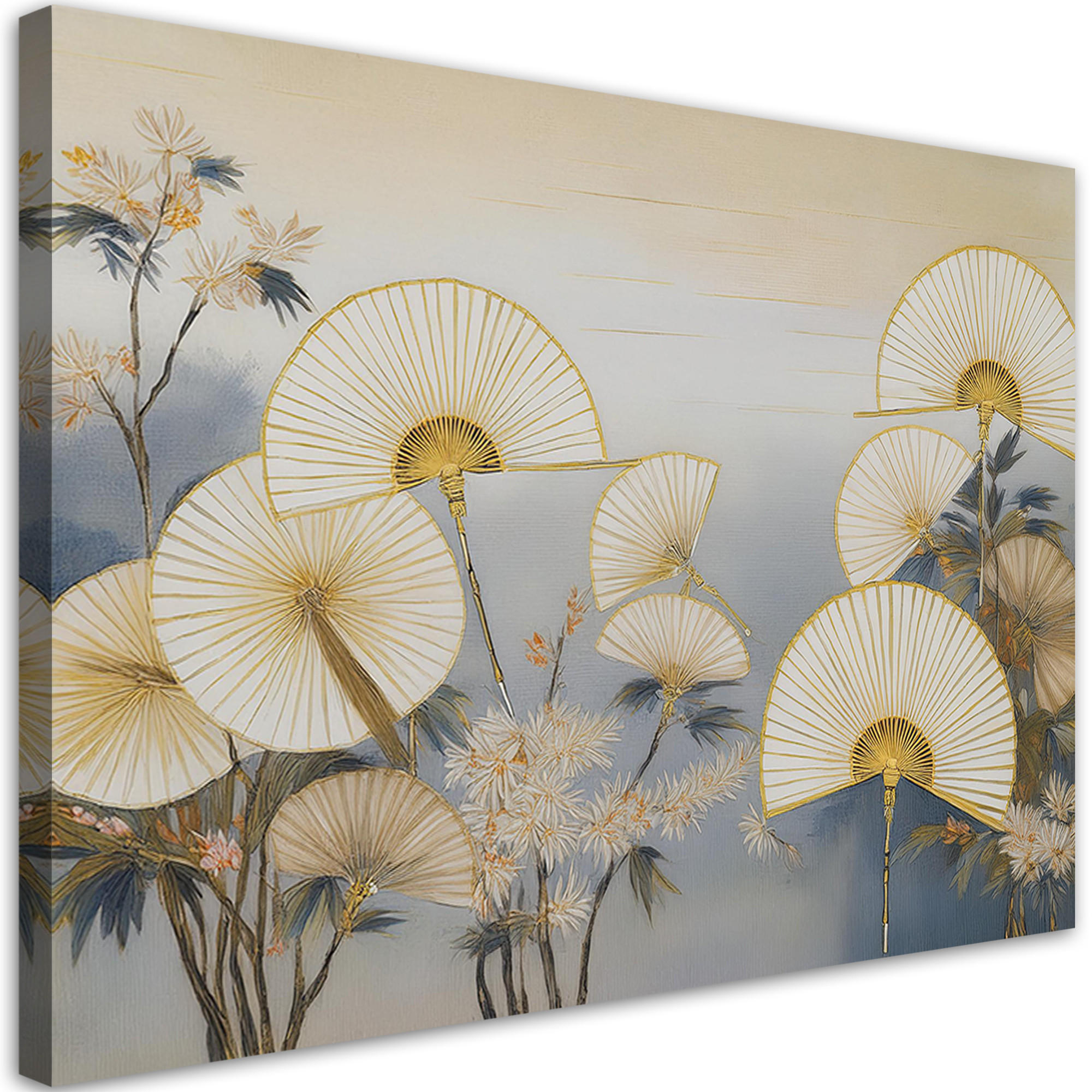 WANDBILD japanische fächer abstrakt - Beige, Textil (60/40cm) - Feeby