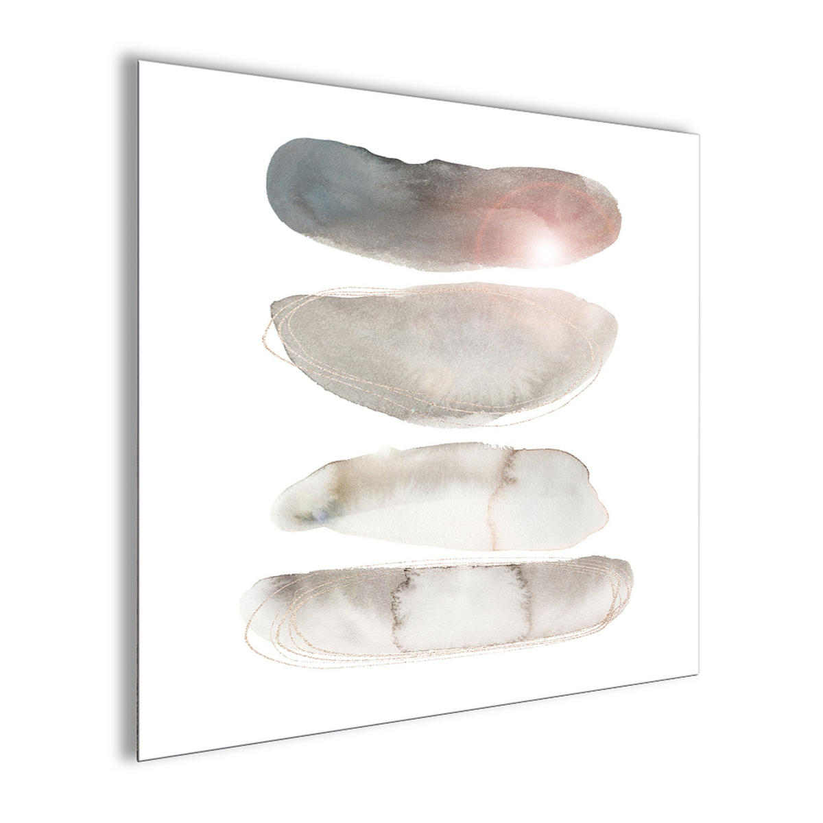 GLASBILD 50x50 cm abstrakt Aquarell - Beige/Weiß, Glas (50/50cm) - artissimo