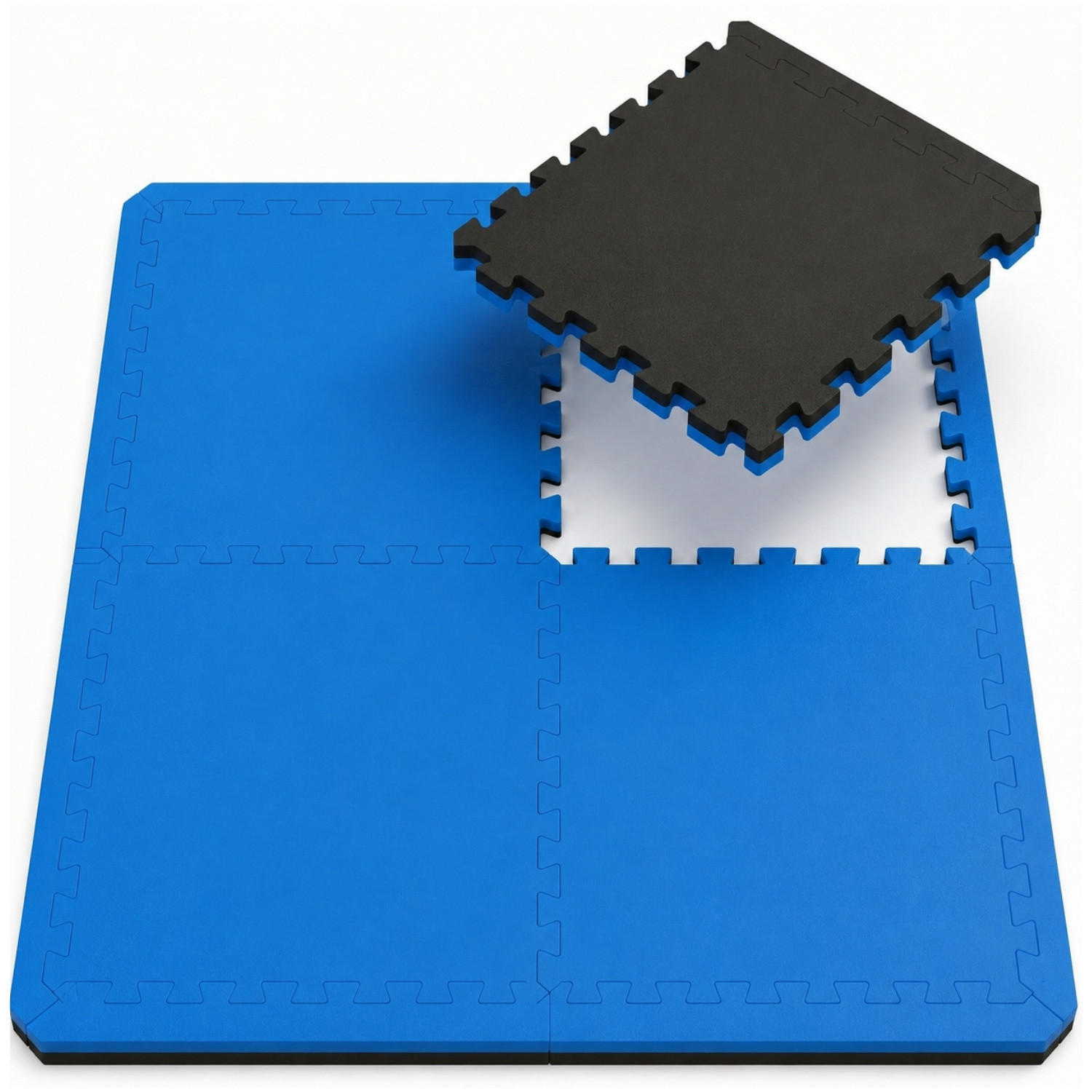 BODENSCHUTZMATTE 90x90x2,5 cm, Blau Schwarz, 4er Set - Schwarz, Kunststoff (90/90/2.5cm) - eyepower