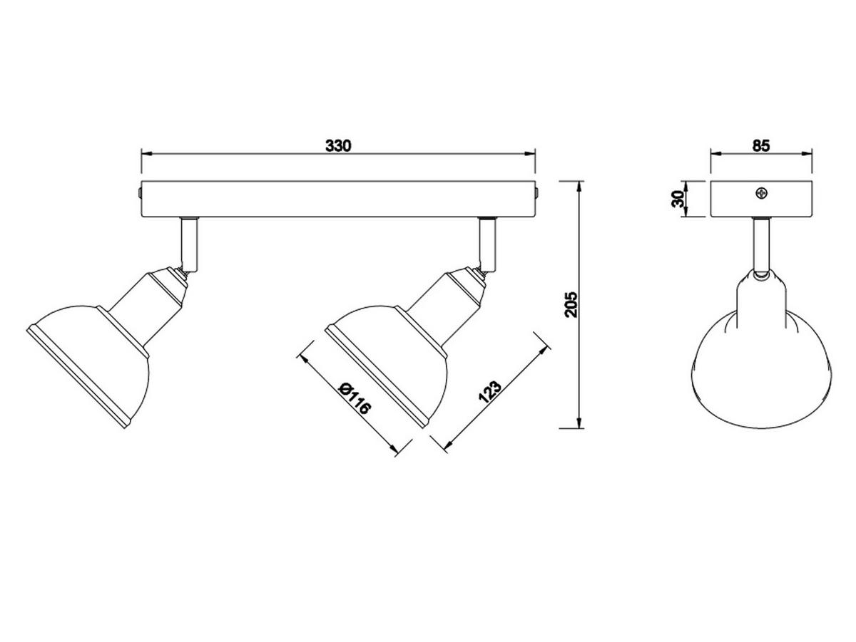 LED-DECKENSTRAHLER Breite 33cm, Holzbalken - Silberfarben/Naturfarben, Holz/Metall (11/33/21cm) - meineWunschleuchte