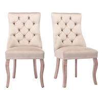 STUHL-SET 2 Stück in Beige Samt - Beige, Holz/Fell (47/97/51cm) - KOMHTOM