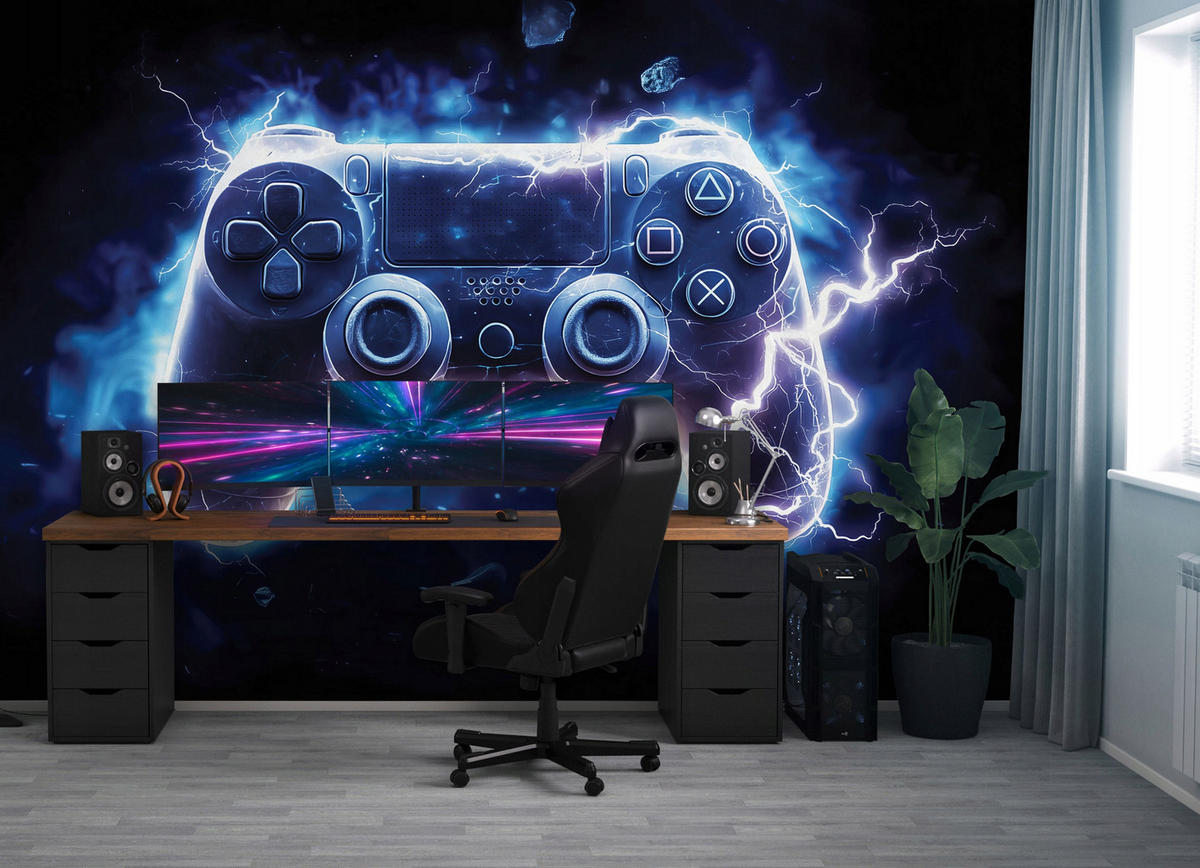 TAPETE Kinderzimmer 3D Effekt Gaming 400x280 - Multicolor, Papier (400/280cm) - Wallarena