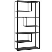 STANDREGAL Venda,inklusive Kippschutz, 85 x 35 x 188 cm ,schwarz - Schwarz, Holzwerkstoff (85/188/35cm) - tectake