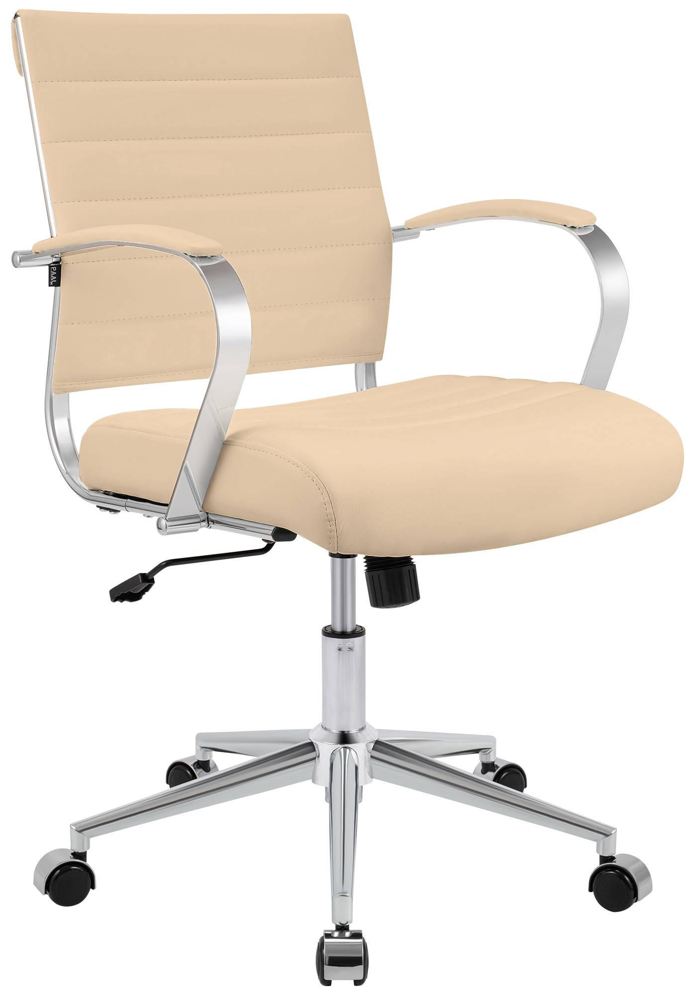DREHSTUHL Echtleder Creme - Chromfarben/Creme, Leder/Metall (57/90/62cm) - CLP