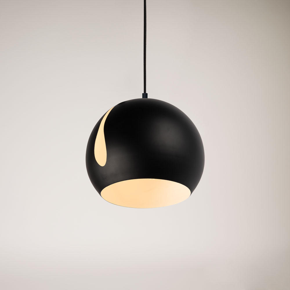 PENDELLEUCHTE Ball Schwarz Ø 30cm - Schwarz, Metall (30/30/30cm) - s.luce