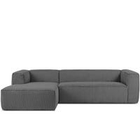 ECKSOFA-LINKS FEROX Modern, Cord-Stoff, dunkelgrau - Dunkelgrau, Textil (305/175cm) - KONSIMO®