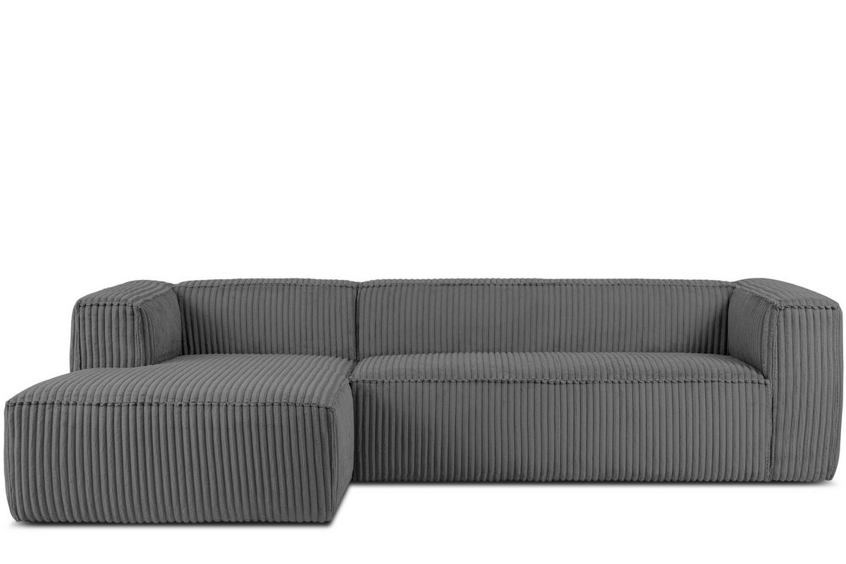 ECKSOFA-LINKS FEROX Modern, Cord-Stoff, dunkelgrau - Dunkelgrau, Textil (305/175cm) - KONSIMO®
