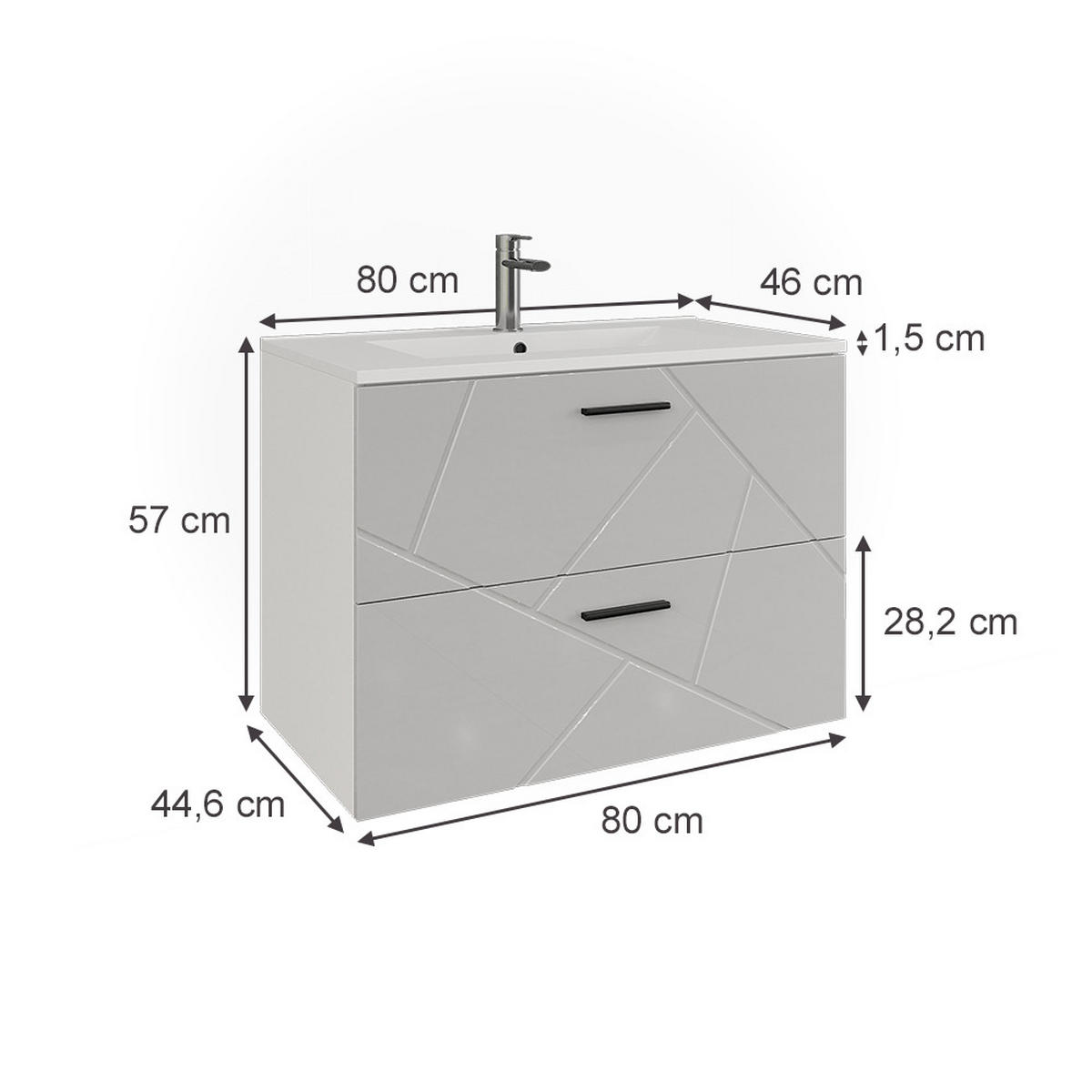 KOUPELNOVÝ NÁBYTEK Irma Bílá/bílý vysoký lesk - vysoce lesklá bílá, kompozitní dřevo (80/58.5/46cm) - Vicco