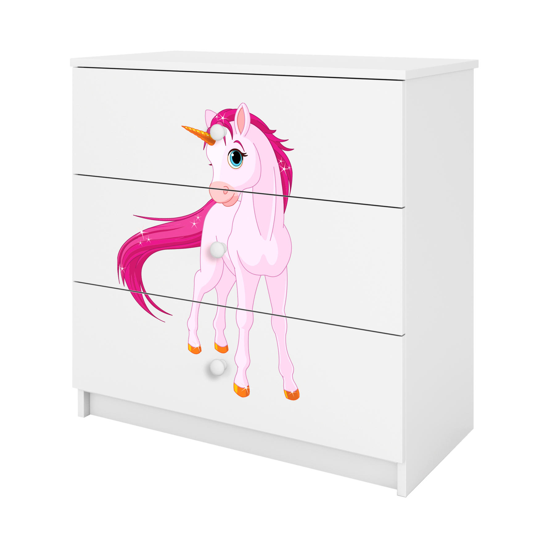 KOMMODE Babydreams Einhorn 81/81/41 - Weiß, Holzwerkstoff (81/81/41cm) - RAUMHIRSCH FURNITURE