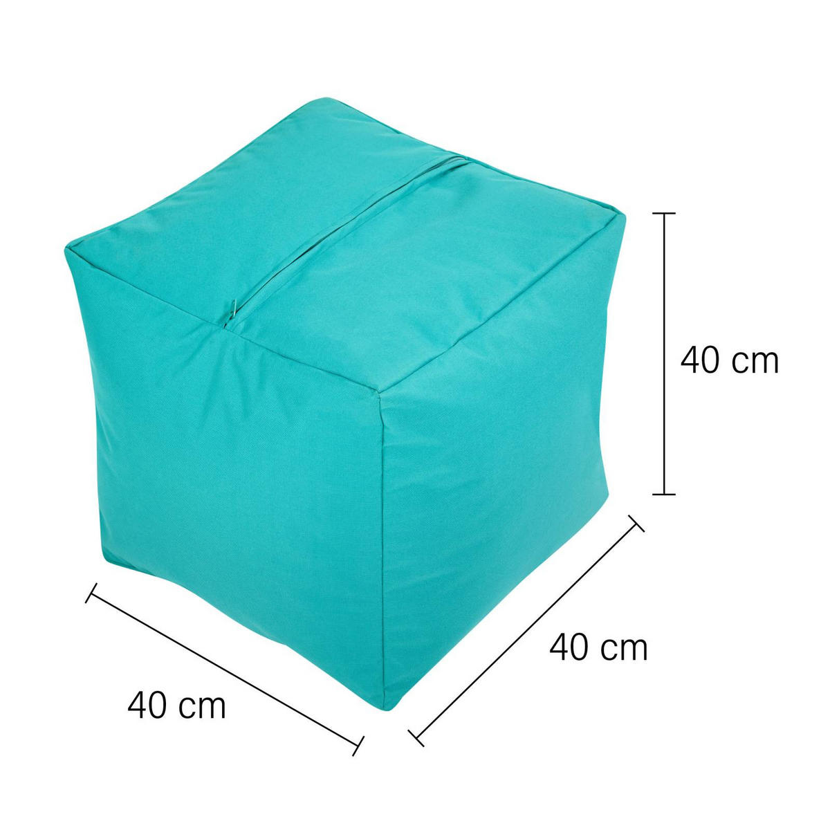 SITZSACK-HOCKER Pouf "Cube" 40x40x40cm - Hellblau, Textil (40/40/40cm) - Green Bean
